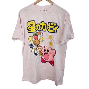 Kirby Shirt Womens Large Graphic Tee Nintendo Pink Gaming Cartoon Kidcore Anime